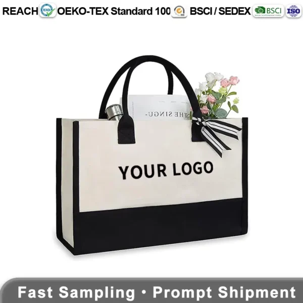 Structured canvas shopping bag